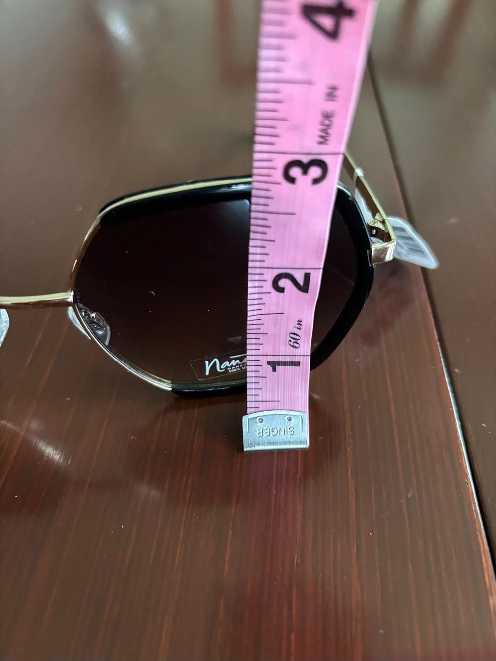 Nanette Lepore Gold Metal & black hexagonal frame/gradient,100% UV protection